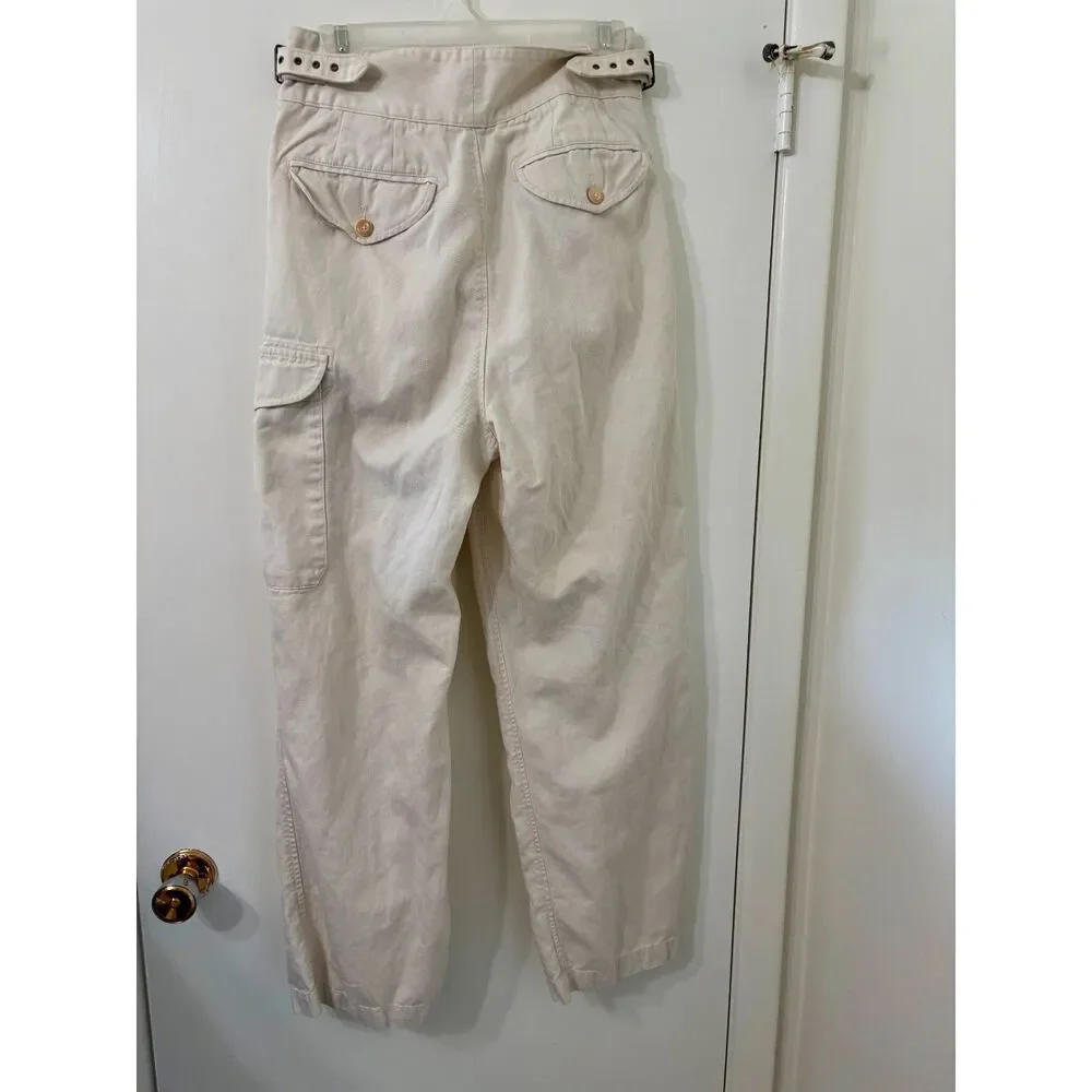 Banana Republic NWOT W Size 8 Cotton/Linen Cream Heritage Explorer Cargo Pants